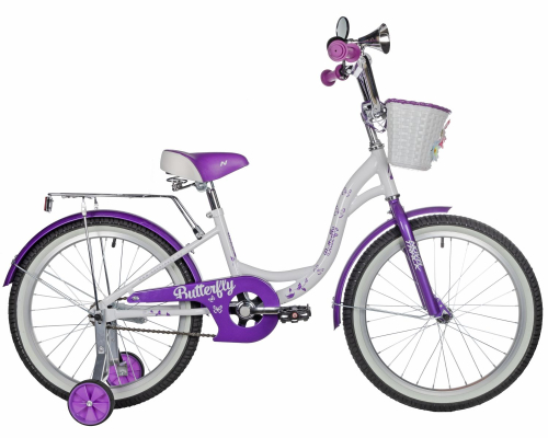 Велосипед Novatrack Butterfly 20" (2023), рама 12" (110-130 см), фиолетовый