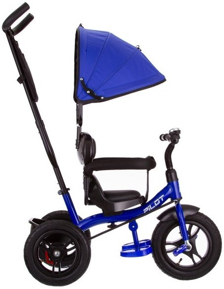 Велосипед трехколесный Pilot PTA1, с ручкой управления (92-98 см), синий