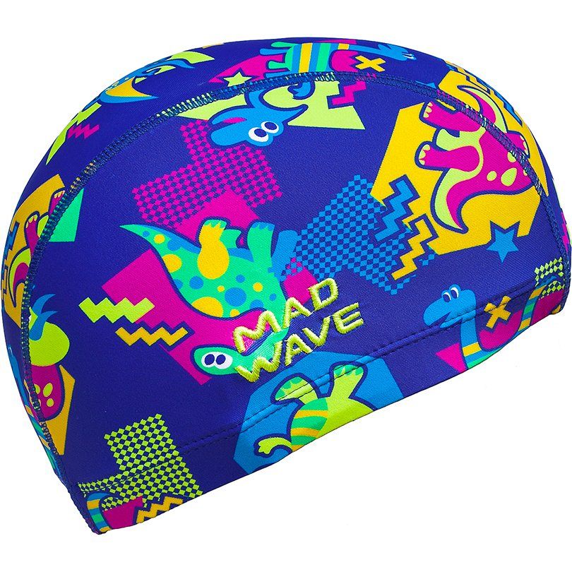 Шапочка юниорская текстильная Mad Wave Dinos, синий