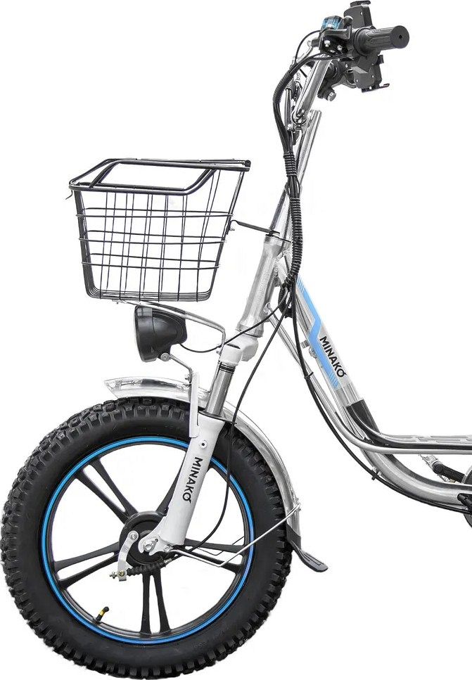 Электровелосипед Minako V8 Eco 12ah, серебристый Электровелосипед Minako V8 Eco 12ah, серебристый
