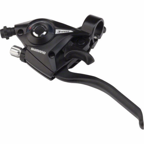 Шифтер с тормозной ручкой Shimano Tourney, EF51, лев, 3ск, тр. 1800мм, цв. серебр., б/уп., ASTEF51LS