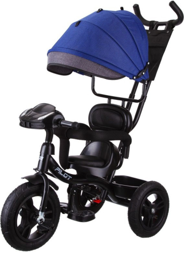 Велосипед трехколесный Pilot PTA2, с ручкой управления (92-98 см), синий