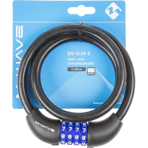 Замок M-Wave тросовый, кодовый, 12x1000 мм, силиконовый черный, 5-231060