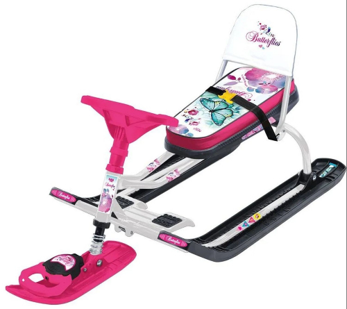 Снегокат НИКА Тимка спорт 4-1 ТС4-1/Б2, С бабочками, белый каркас