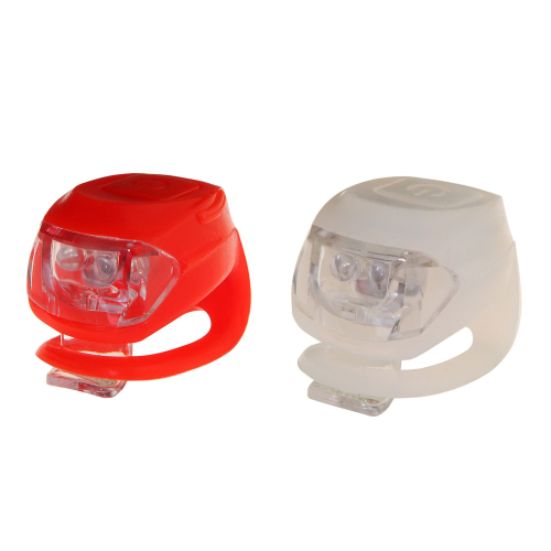 Набор силиконовых фонарей STG JY-267-18 2 белых и 2 красных диода, 3 функции, батарея: CR2032*2/шт.