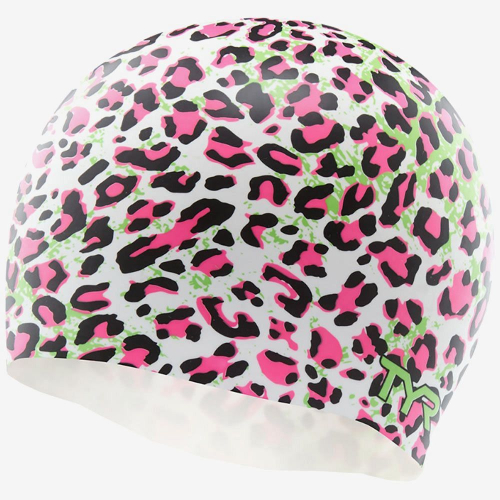 Шапочка для плавания TYR Leopard Silicone Swim Cap, мульти