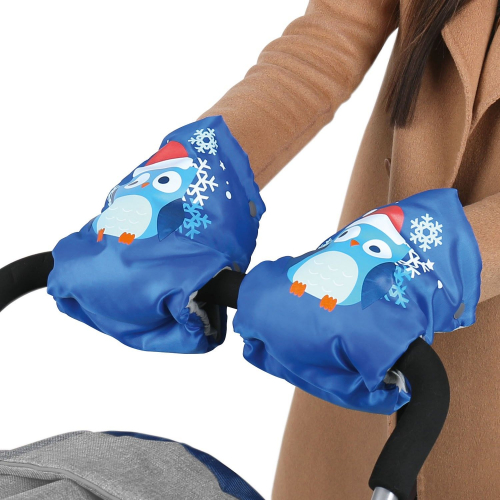 Рукавички для санок Ника РС2, с совушками голубой