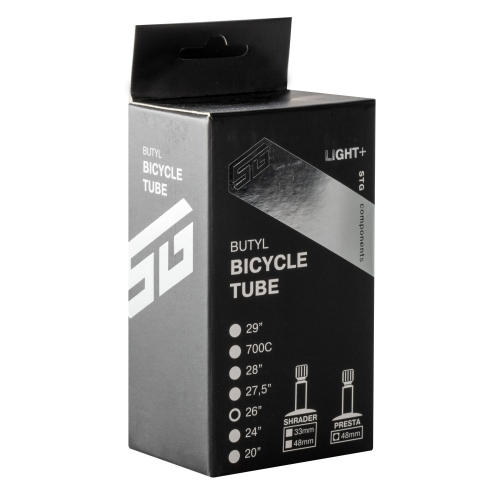 Камера велосипедная STG Light+, 26Х1.95/2.3, бутил, велониппель 48 мм, (упак.: коробка)
