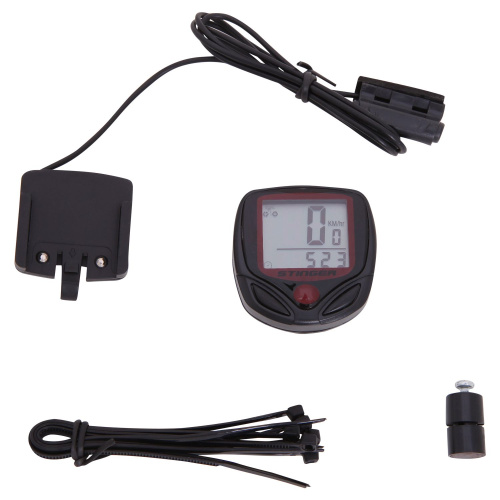 Велокомпьютер 15 функций. Проводной, черный