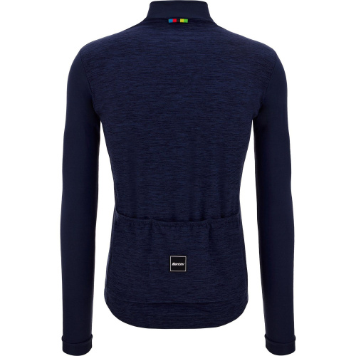 Веломайка с длинным рукавом утеплённая Santini UCI Official - Pure LS Fleece Jersey, темно-синий