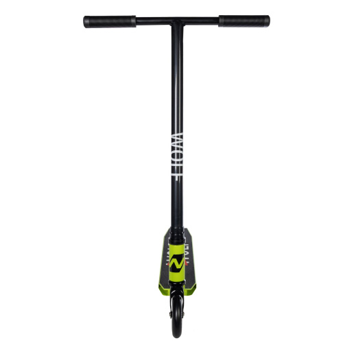 Трюковой самокат Novatrack Wolf 10, 110 мм (2024), черный-зеленый