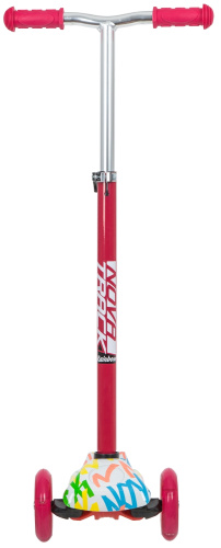 Самокат-кикборд Novatrack RainBow Start Graffiti (2020), белый-розовый