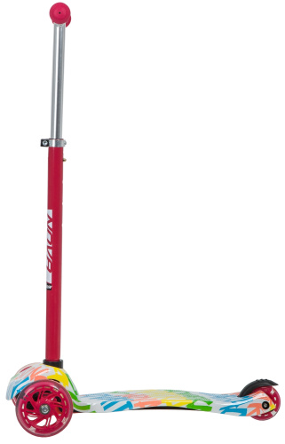 Самокат-кикборд Novatrack RainBow Start Graffiti (2020), белый-розовый