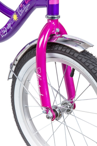 Велосипед Novatrack Little Girlzz 16" (2023), рама 10.5" (98-110 см), фиолетовый
