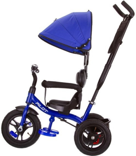 Велосипед трехколесный Pilot PTA1, с ручкой управления (92-98 см), синий