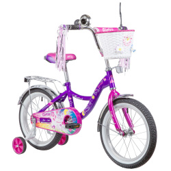 Велосипед Novatrack Little Girlzz 16" (2023), рама 10.5" (98-110 см), фиолетовый Велосипед Novatrack Little Girlzz 16" (2023), рама 10.5" (98-110 см), фиолетовый