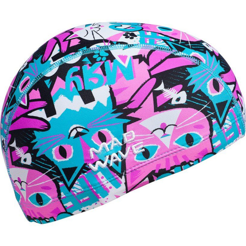 Шапочка юниорская текстильная Mad Wave Kitten, голубой